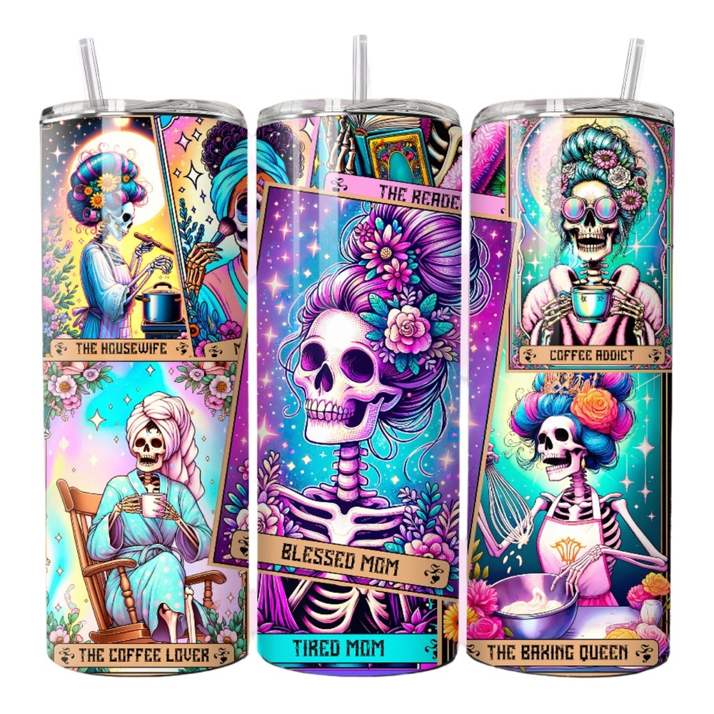 Colorful Skeleton Themed Tumblers